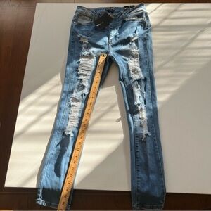 NWT Fashion‎ Nova Women's Size 7/27 Blue Leg Skinny Distressed Jeans (A4)